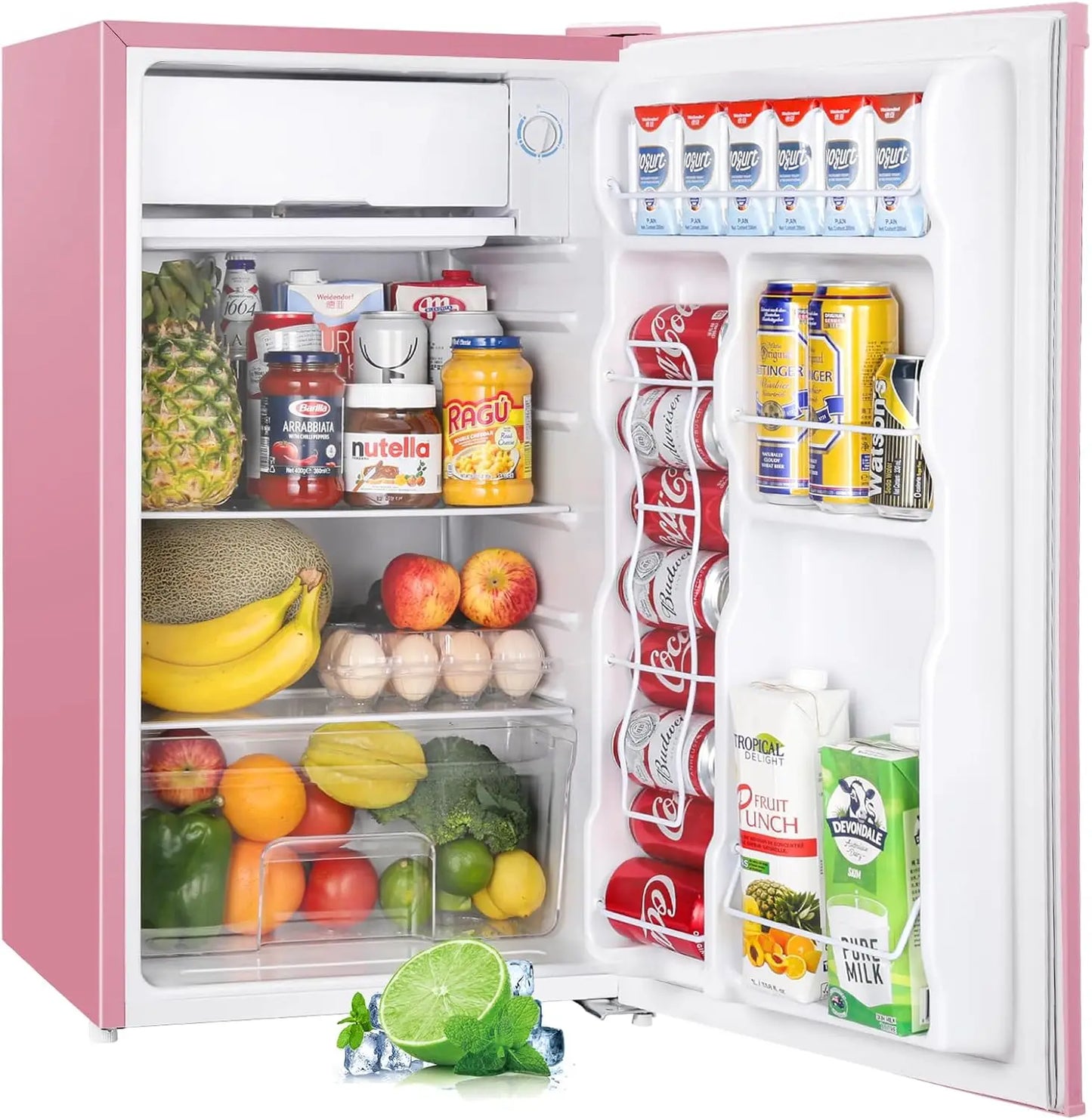 3.2 Cu.Ft Mini Fridge with Freezer, Single Door  Adjustable Thermostat