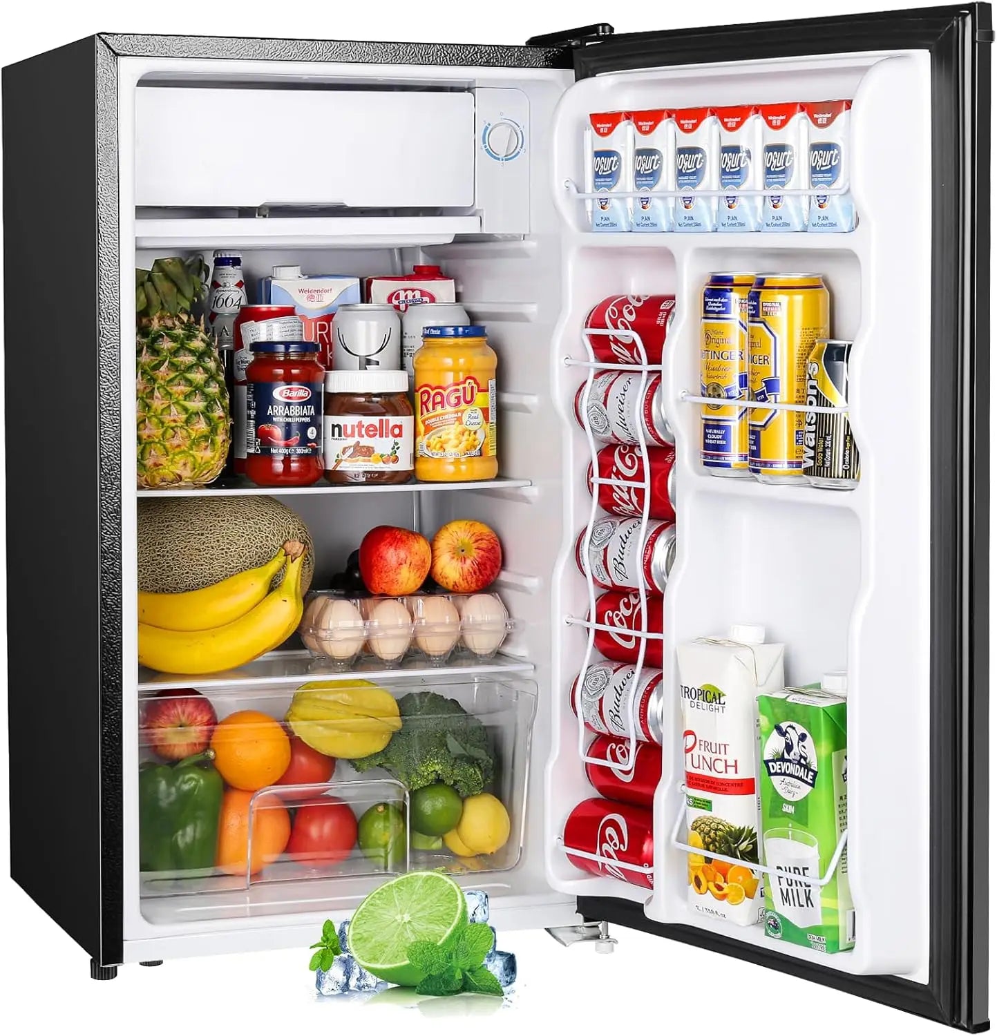 3.2 Cu.Ft Mini Fridge with Freezer, Single Door  Adjustable Thermostat