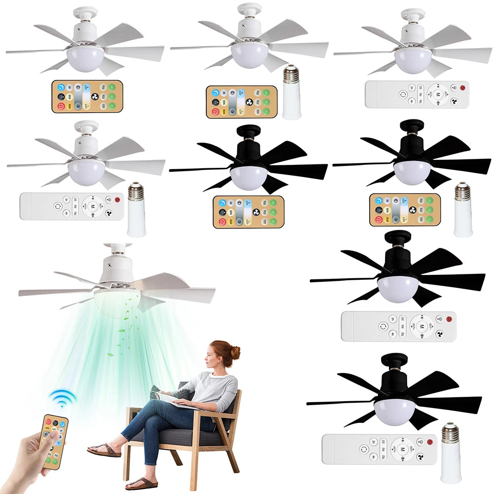 Ceiling Fan with Remote 3 Gear Wind Speed Dimmable Light Bulb
