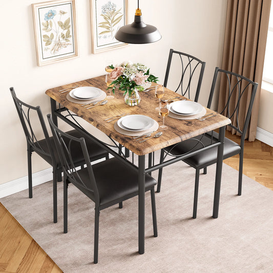 5-Piece Dining Table Set, Modern Kitchen Table and Chairs