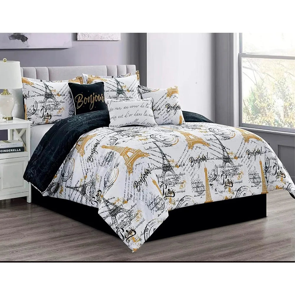 Queen Size Paris Comforter Set in a Bag
