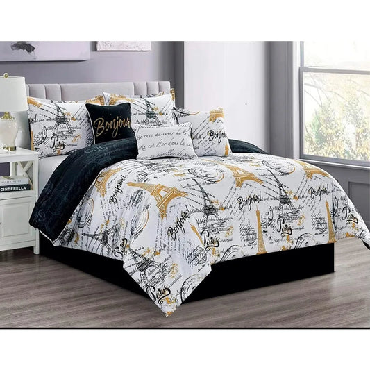 Queen Size Paris Comforter Set in a Bag