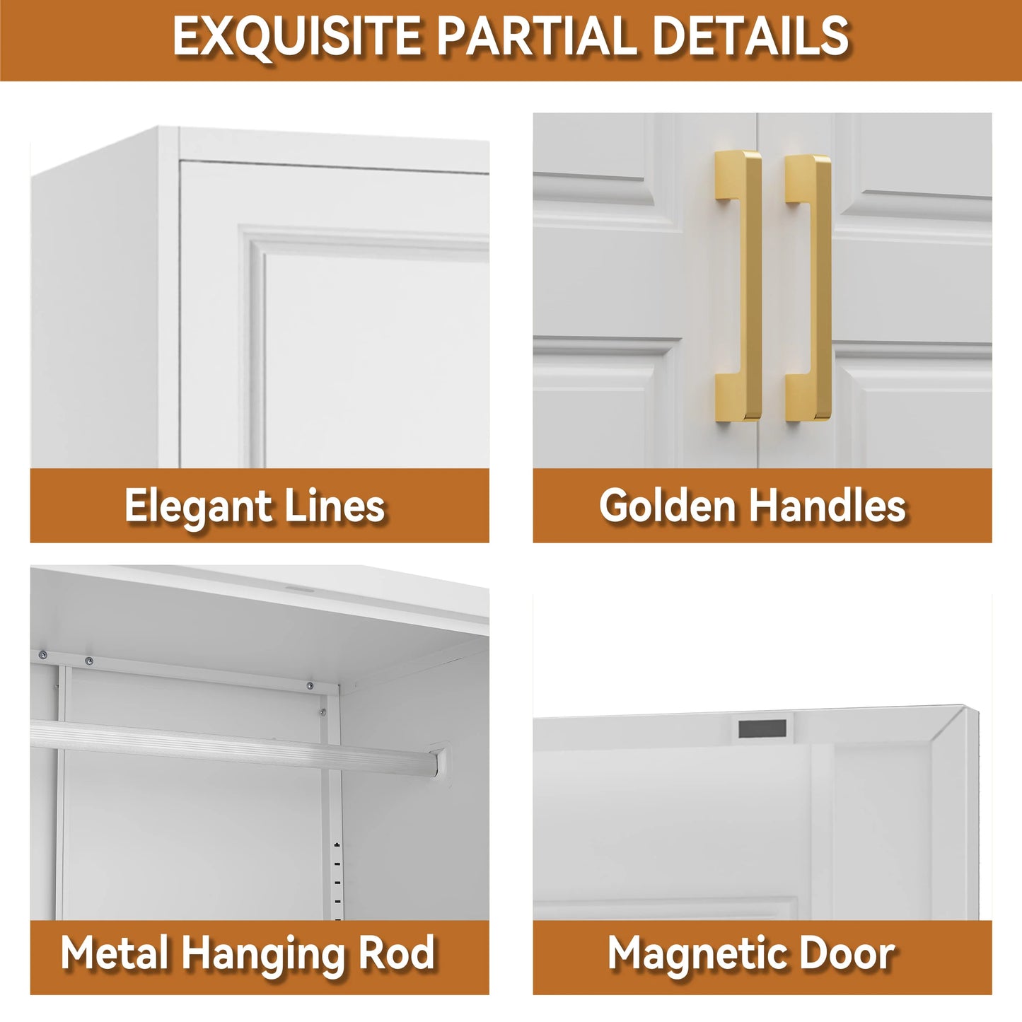 Metal Armoire Wardrobe Closet with Adjustable Shelves and Hanging Rod