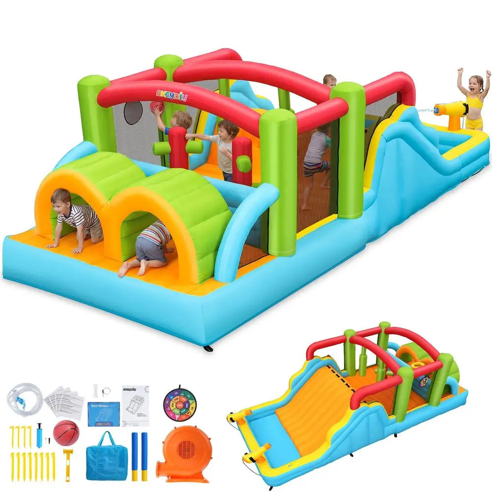 Inflatable Obstacle Course Bounce House with Water Play