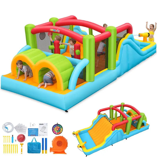 Inflatable Obstacle Course Bounce House with Water Play