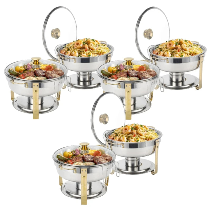 2/4/6 Pack Stainless Steel Chafing Dish Buffet  Warmer w/Glass Lid