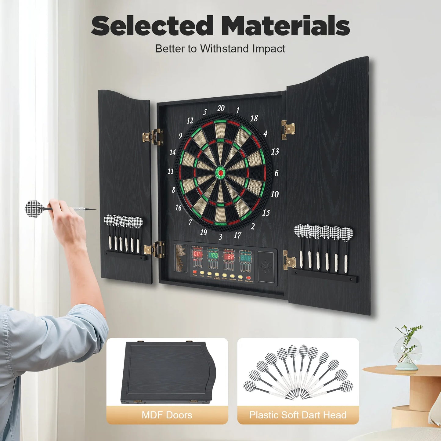Electronic Dart Board Set with 4 LED Displays 12 Darts