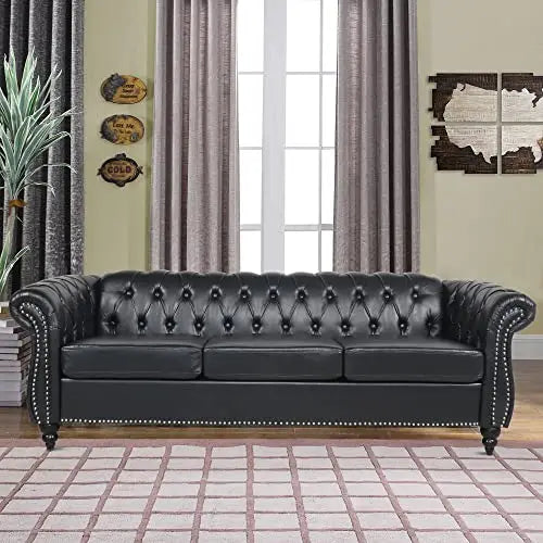 2pc Modern Tufted Sofa Set With Button & Nailhead Trim