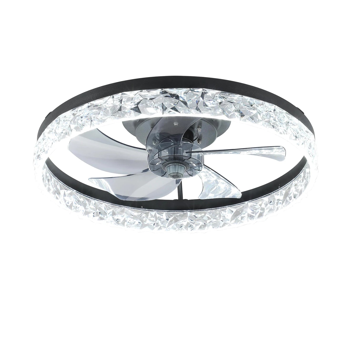 Modern acrylic black ceiling fan light with remote control, dimmable