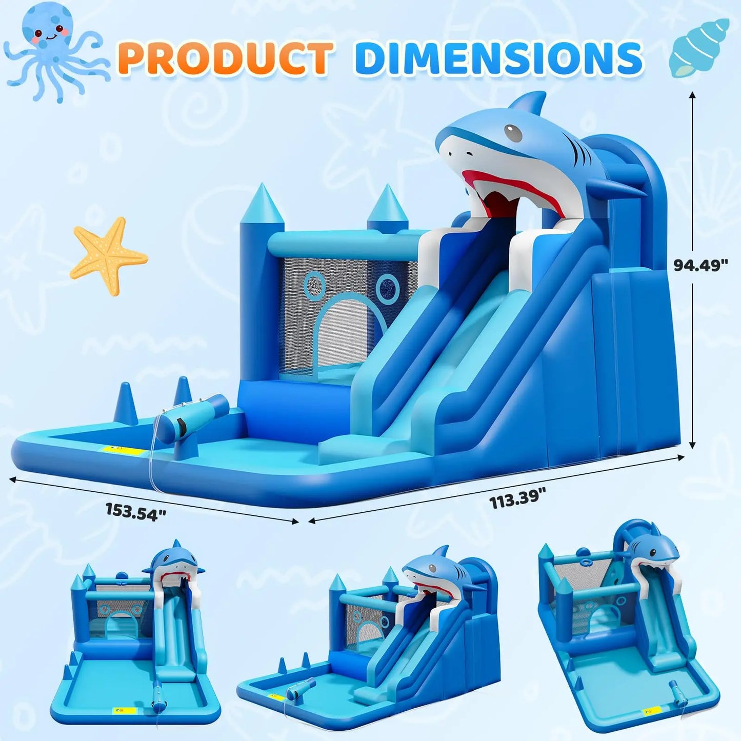 Bounce House With Slide & Blower, Splash Pool, Climbing Wall