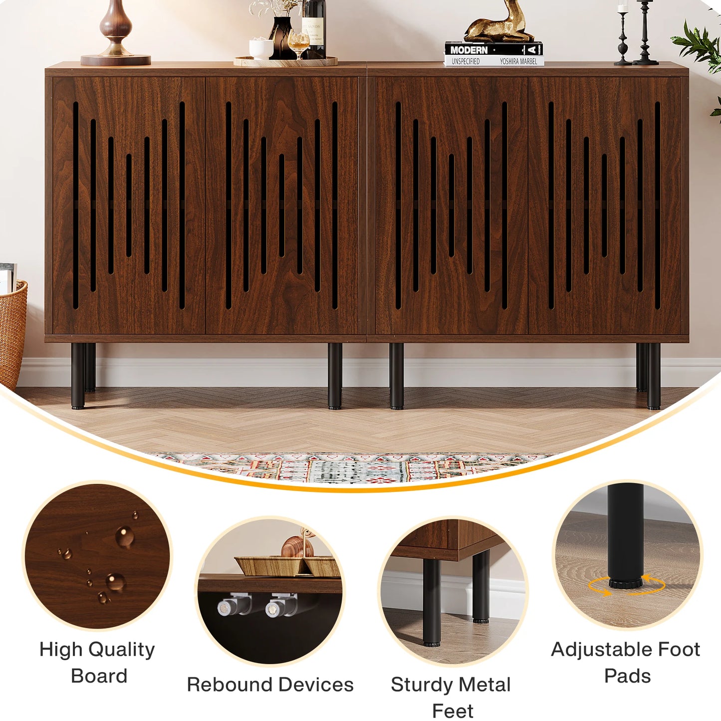 Vintage Sideboard Buffet with Storage, Farmhouse Cabinet with Doors