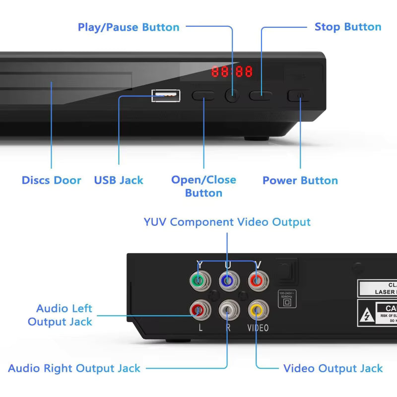 DVD Player for TV, CD, AV Output, Remote Control