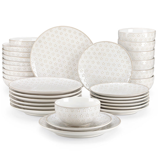 16/32 Piece Stoneware  Dinnerware Set with 6pcs